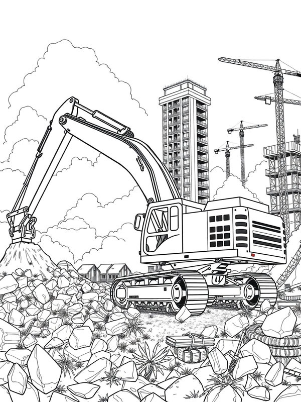 Digging machine for adults Coloring page Digging machine for adults Coloring page