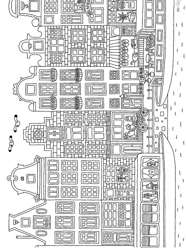 Canal houses amsterdam Coloring page Canal houses amsterdam Coloring page