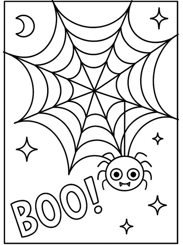 Funny spider in web Coloring page