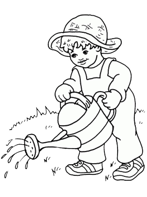 Watering Grass Coloring page