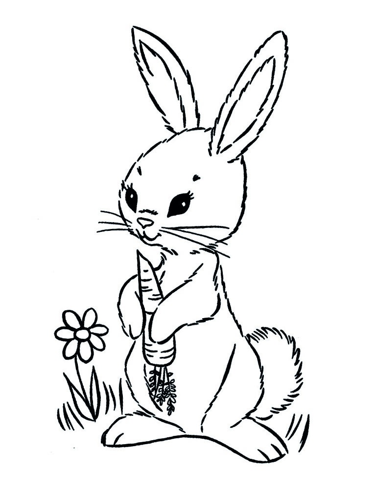 Hare with carrot Coloring page