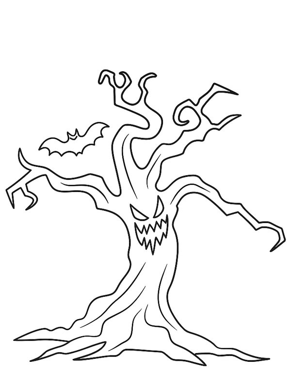 Halloween tree Coloring page