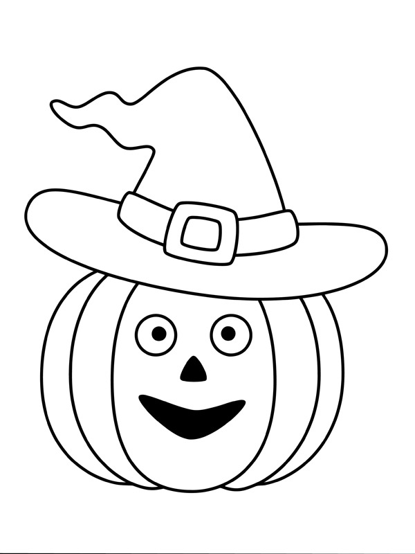 Halloween pumpkin with witch hat Coloring Page - Funny Coloring Pages
