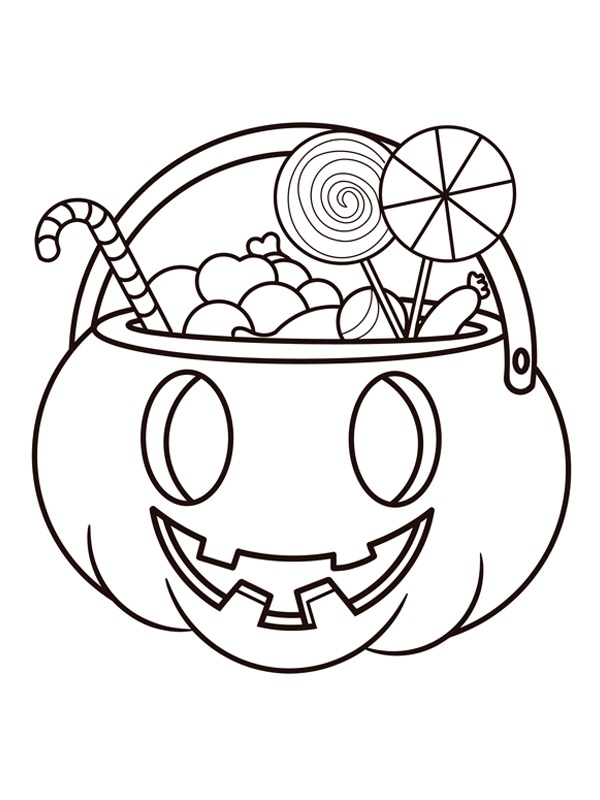 Halloween pumpkin with sweets Coloring page Halloween pumpkin with sweets Coloring page