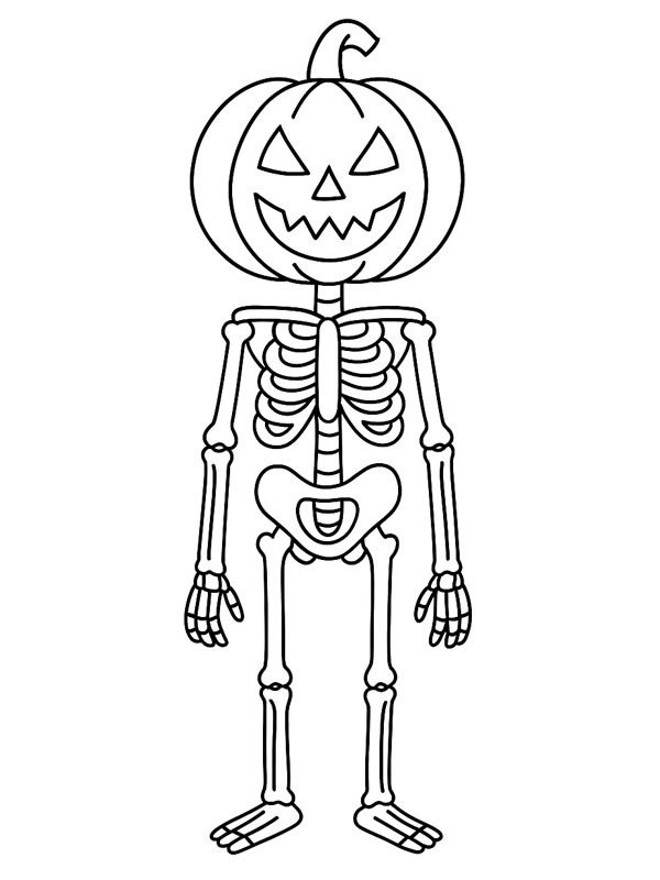 Halloween pumpkin skeleton Coloring page Halloween pumpkin skeleton Coloring page