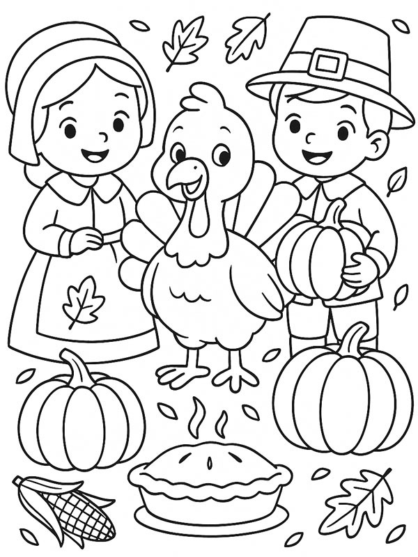 Happy thanksgiving day Coloring page Happy thanksgiving day Coloring page