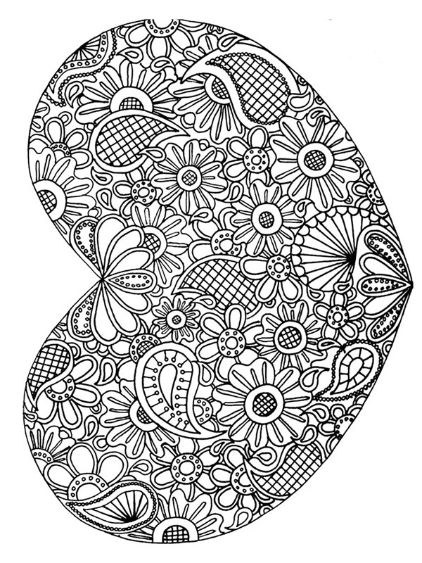 Heart mandala for adults Coloring page