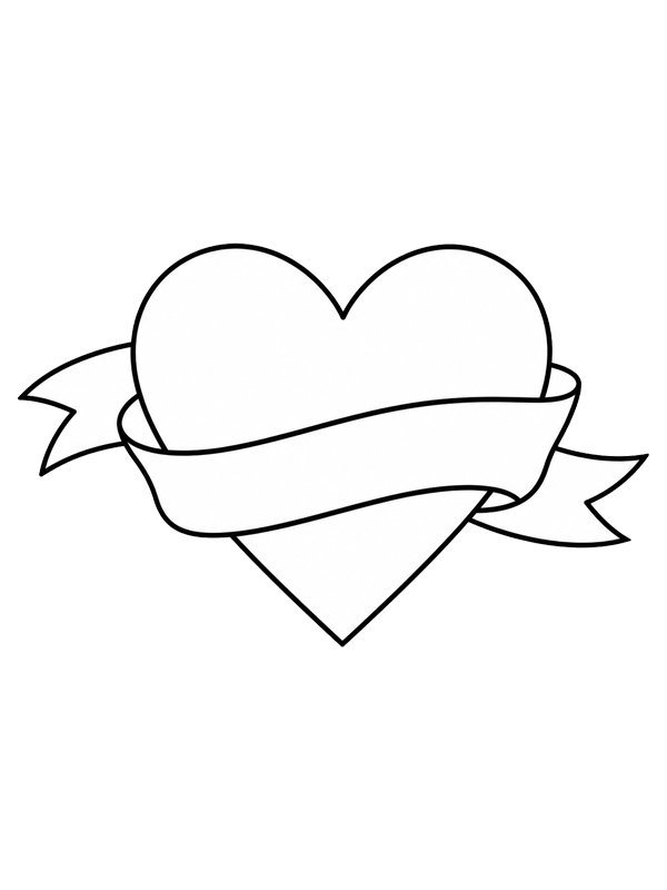 Heart with ribbon Coloring page