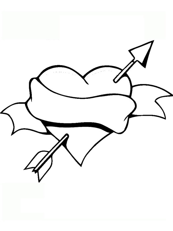 Heart with Cupid arrow Coloring page Heart with Cupid arrow Coloring page