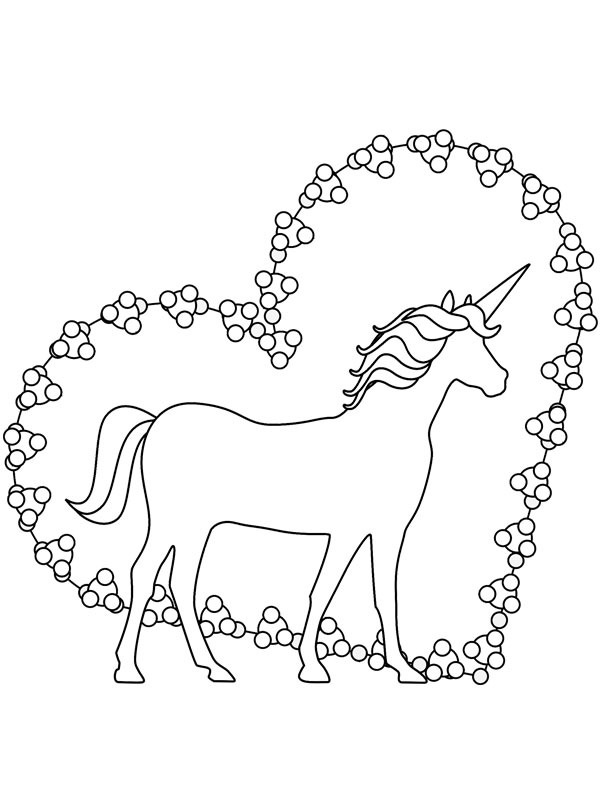 Unicorn heart Coloring page