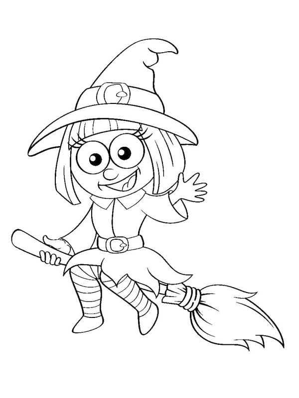 Witch on a broom Coloring page
