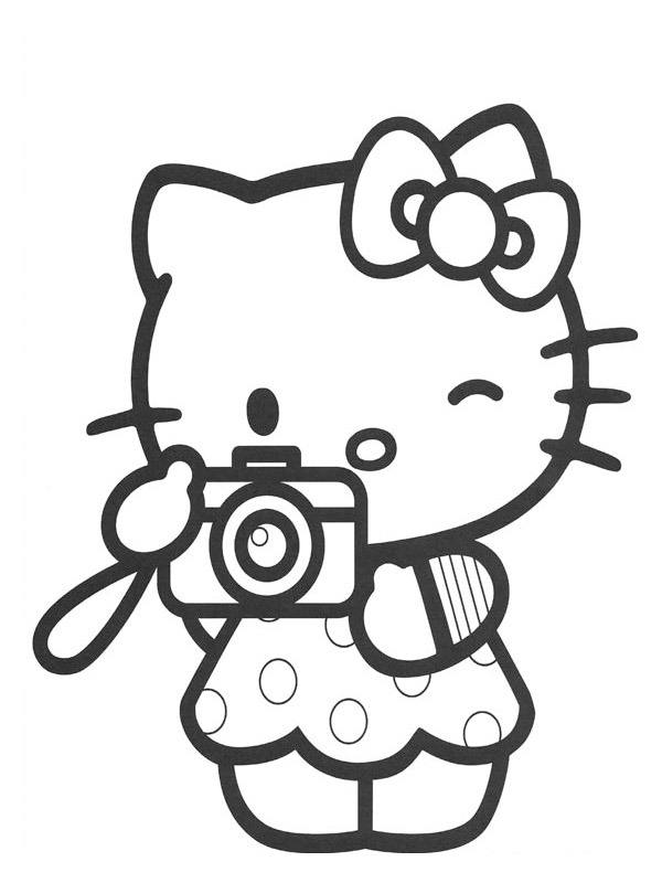 Hello Kitty taking a picture Coloring page Hello Kitty taking a picture Coloring page
