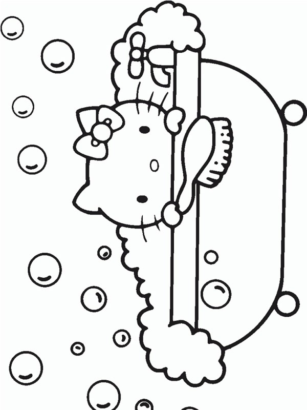 Hello Kitty in bath Coloring page