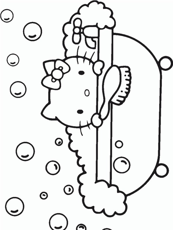 Hello Kitty in bath Coloring page Hello Kitty in bath Coloring page