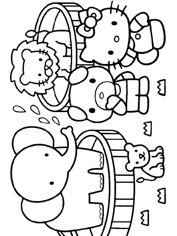 Hello Kitty in the Zoo Coloring page