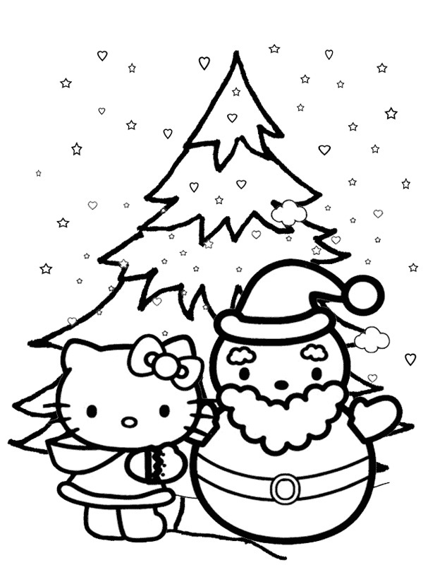 Hello Kitty in the snow Coloring page