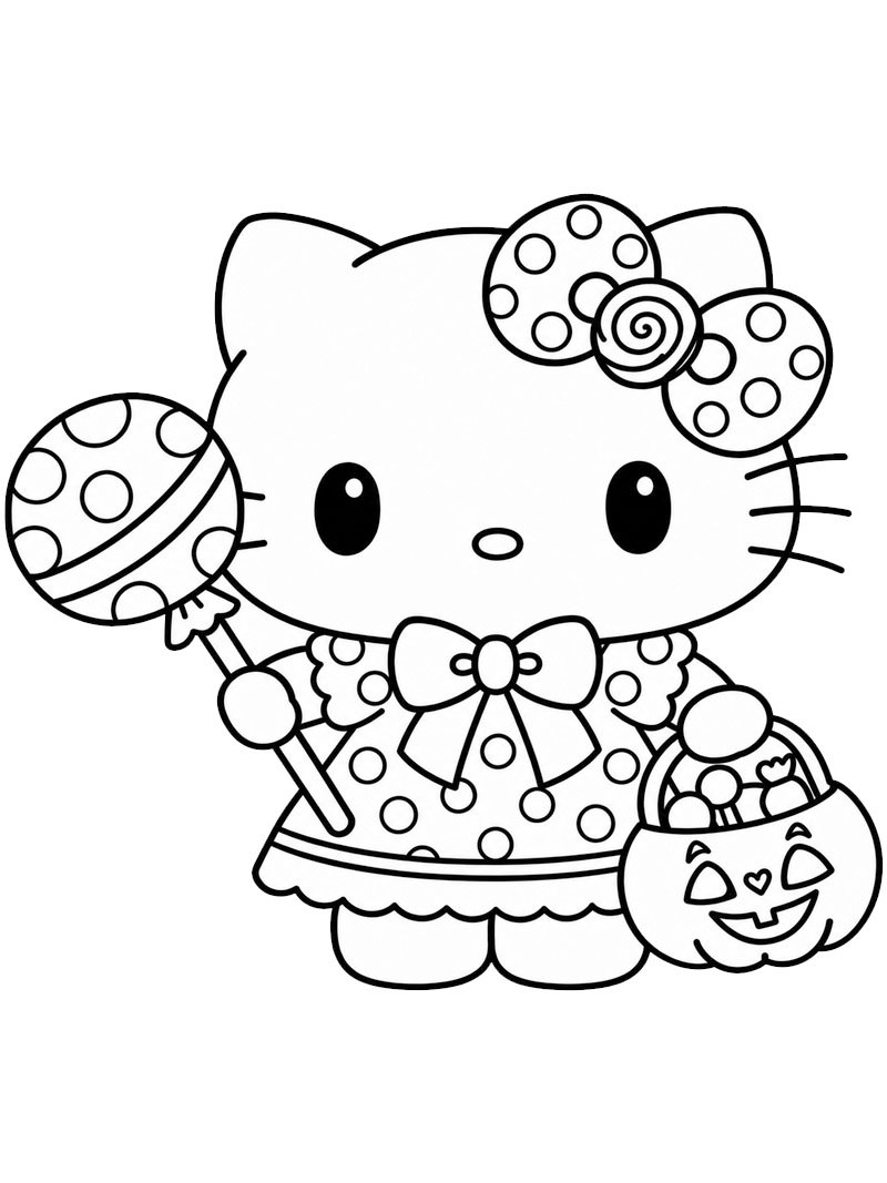Hello Kitty: Trick or treat Coloring page Hello Kitty: Trick or treat Coloring page