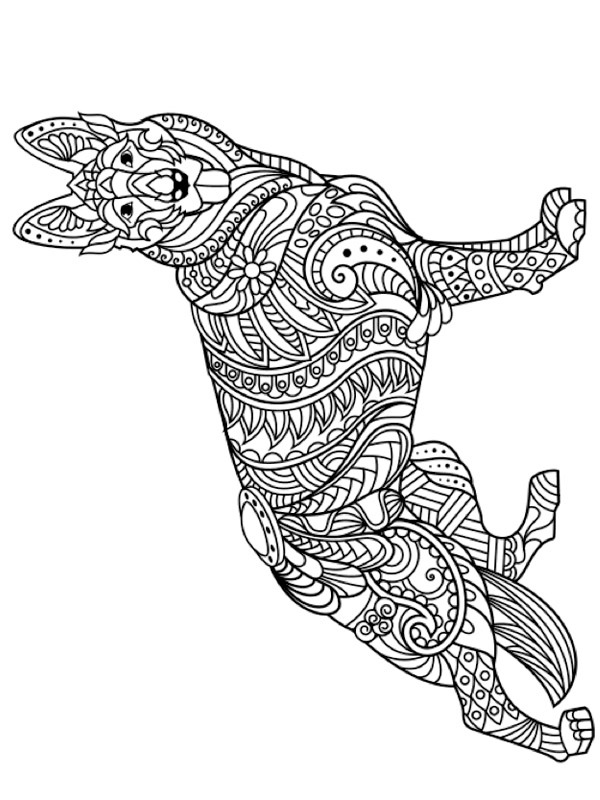 German shepherd for adults Coloring page