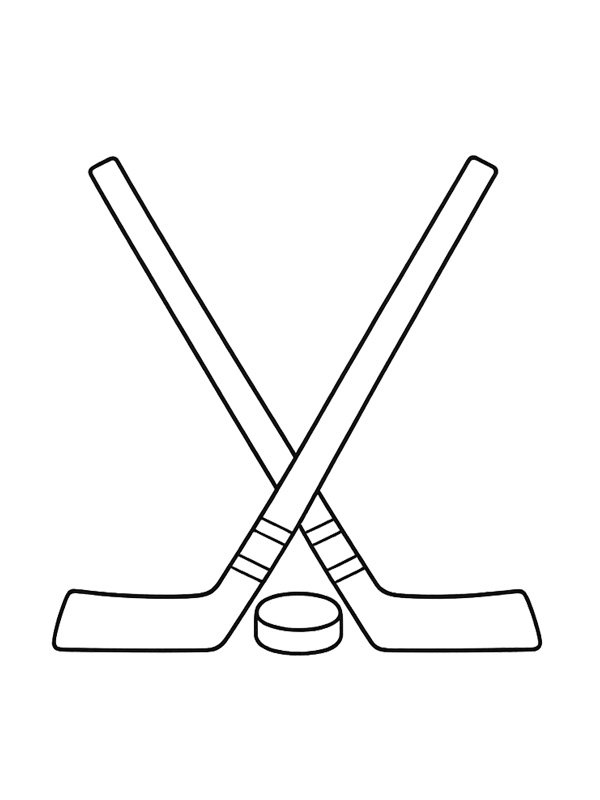 Hockey stick and puck Coloring page