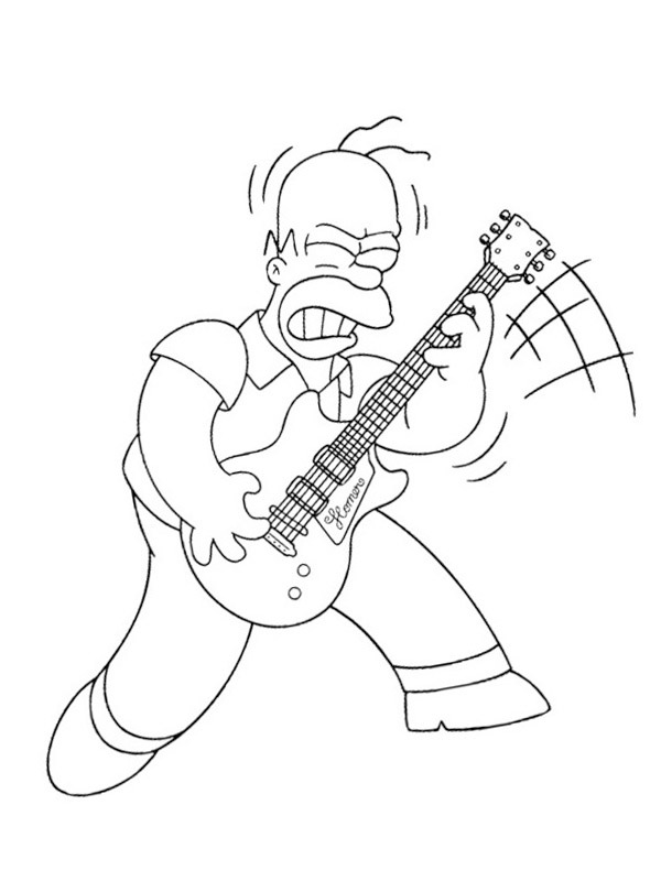 Homer Simpson plays guitar Coloring page Homer Simpson plays guitar Coloring page