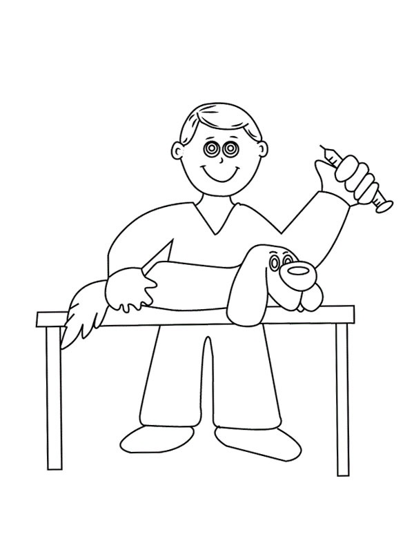 Dog at the vet Coloring page