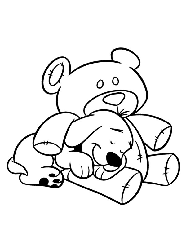 Dog and bear Coloring page
