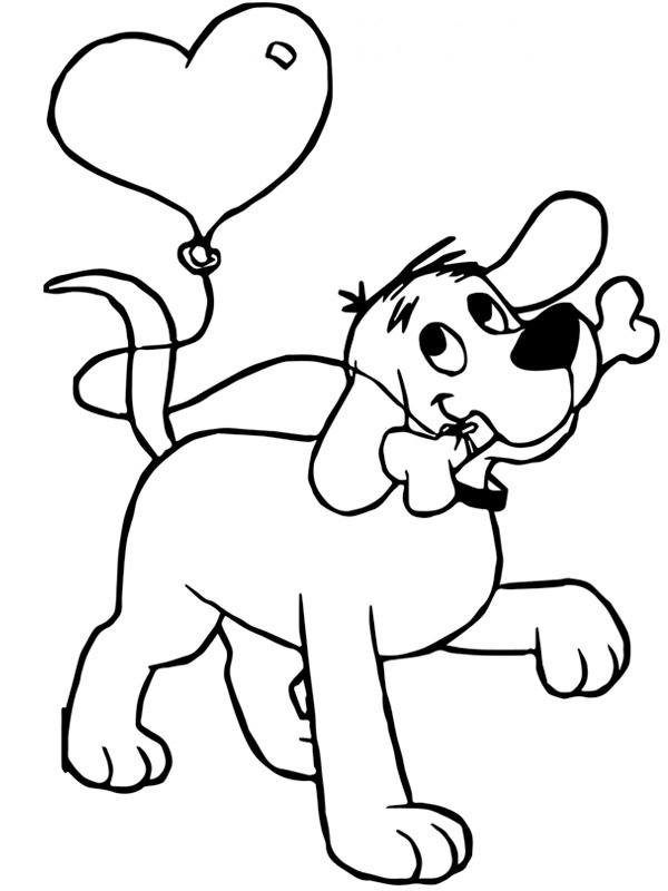 Dog with bone Coloring page