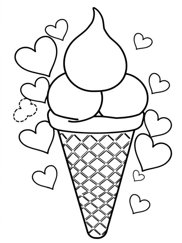Icecream with hearts Coloring page Icecream with hearts Coloring page