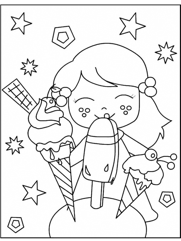 Eating icecream Coloring page