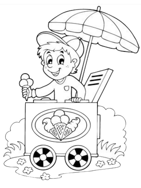 Selling icecream Coloring page