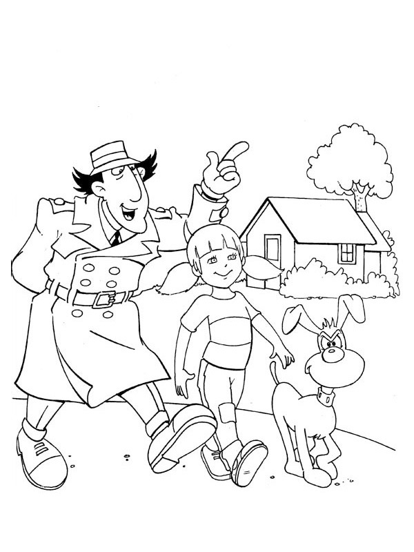 Inspector Gadget, Penny and dog brain Coloring page
