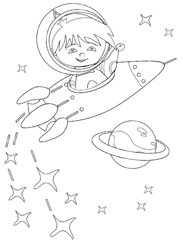 Boy in space Coloring page
