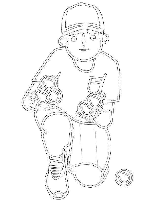 Boy with tennisballs Coloring page