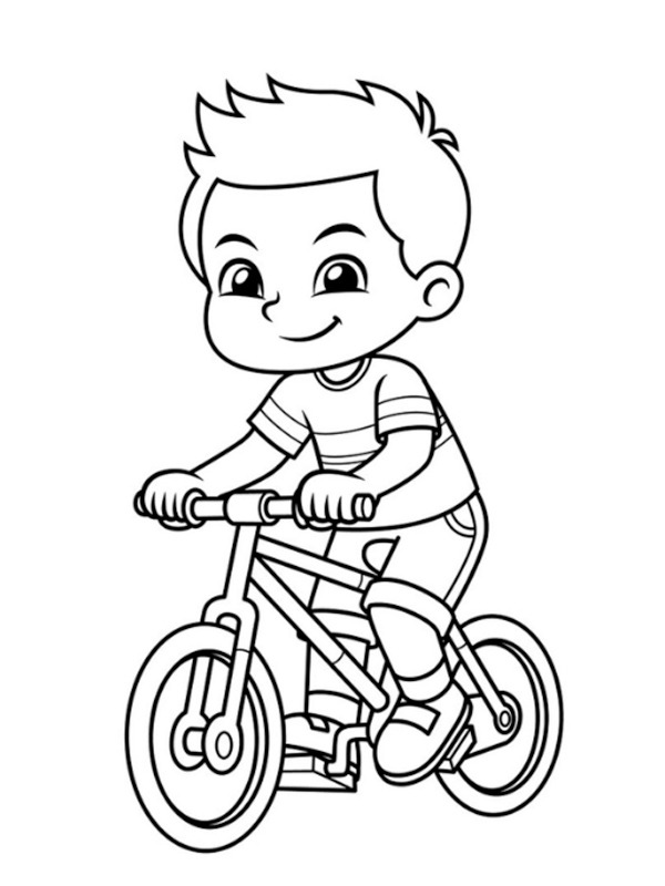 Boy on the bicycle Coloring page