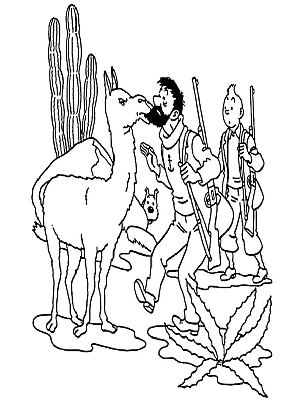 Captain Haddock and Snowy Coloring page Captain Haddock and Snowy Coloring page
