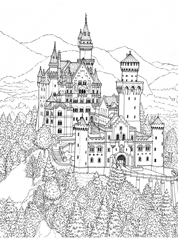 Castle for adults Coloring page