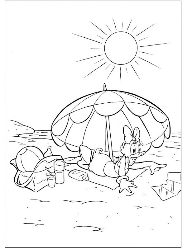 Daisy Duck At The Beach Coloring page