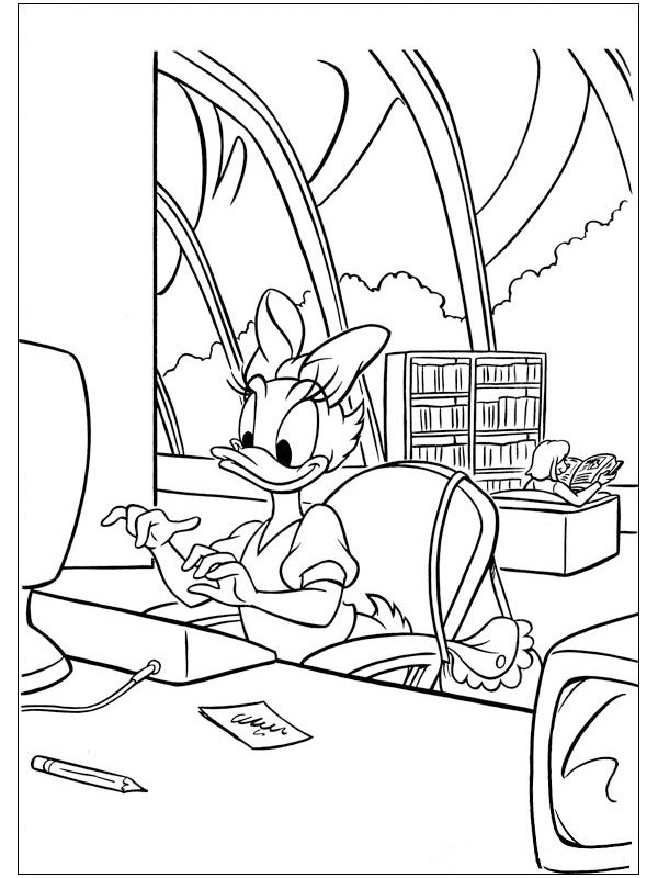 Daisy Duck in the office Coloring page