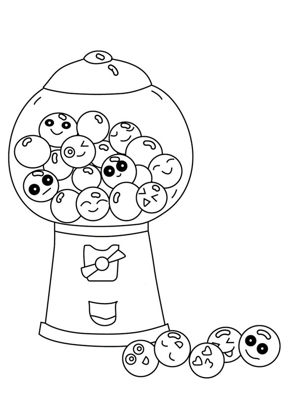 Chewing gum machine Coloring page