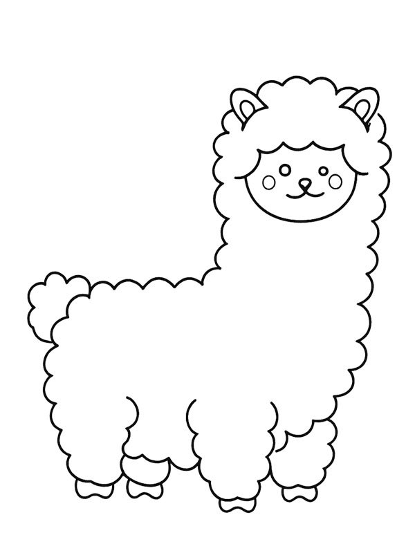 Kawaii alpaca Coloring page