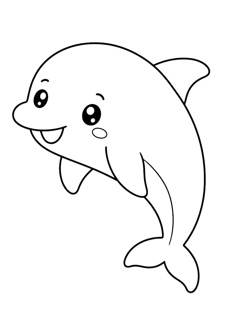 Kawaii Dolphin Coloring page