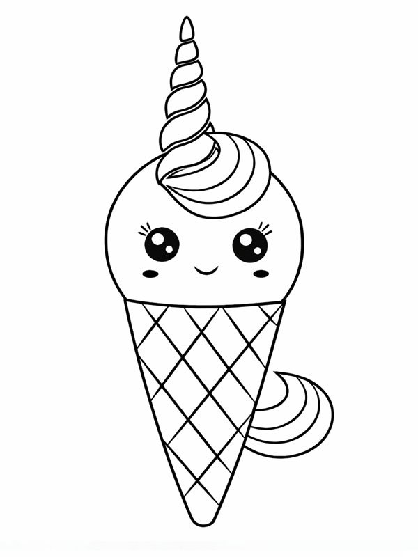 Kawaii unicorn ice cream Coloring page Kawaii unicorn ice cream Coloring page