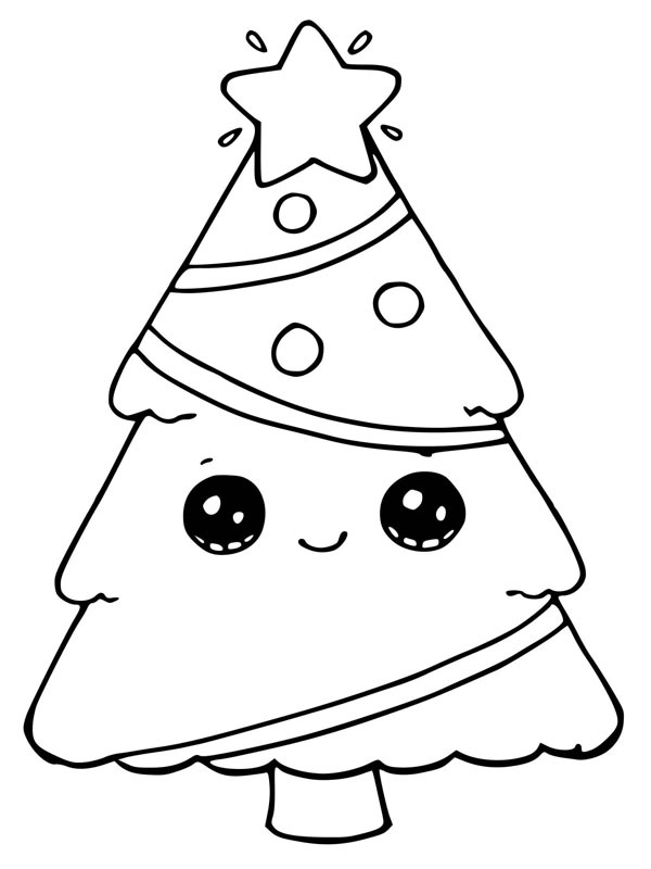 Kawaii Christmas tree Coloring page Kawaii Christmas tree Coloring page