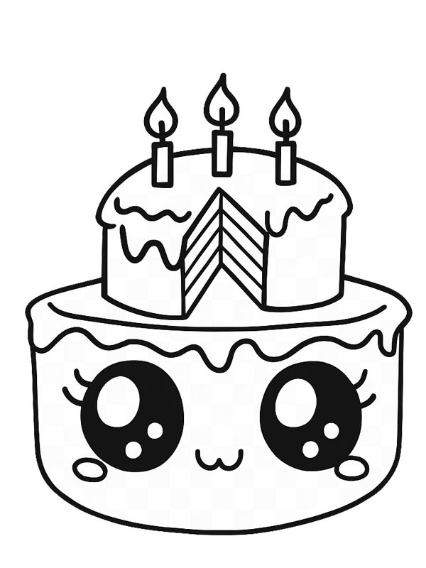 Kawaii cake Coloring page