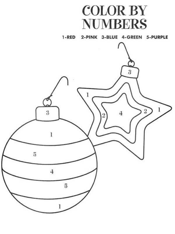 Colour by number Christmas ball Coloring page Colour by number Christmas ball Coloring page