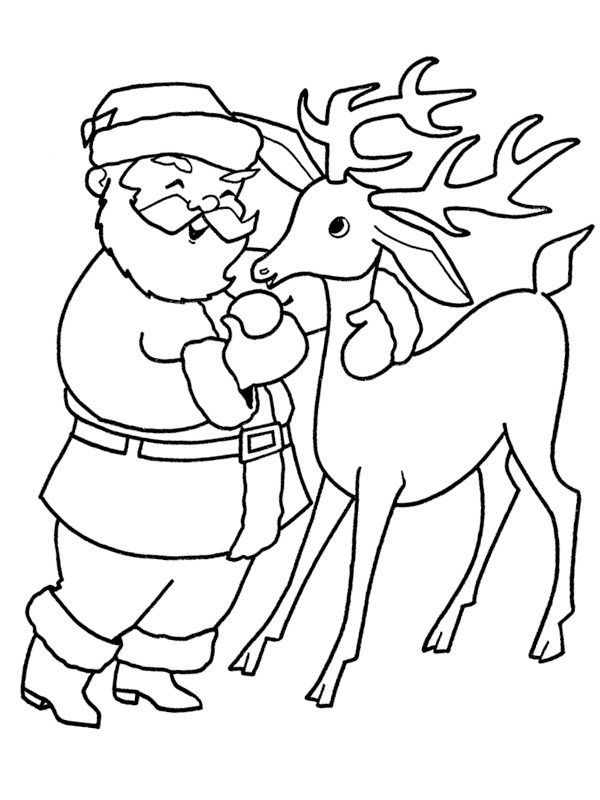 Santa's with one of his Reindeer Coloring page