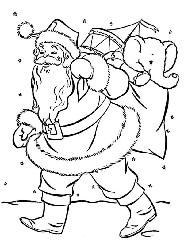 Santa with presents Coloring page