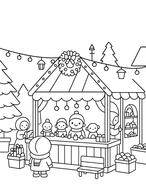 Christmas market Coloring page