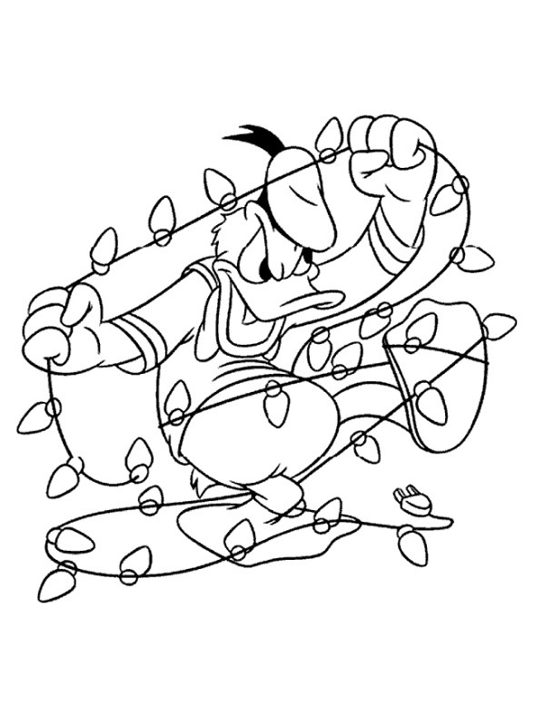 Christmas decorations with Donald Duck Coloring page