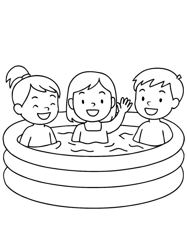 Children in an inflatable swimming pool Coloring page Children in an inflatable swimming pool Coloring page